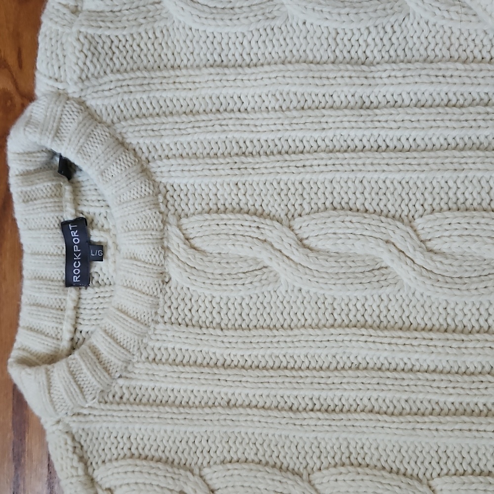 Rockport Mens Chunky Cableknit Wool Sweater